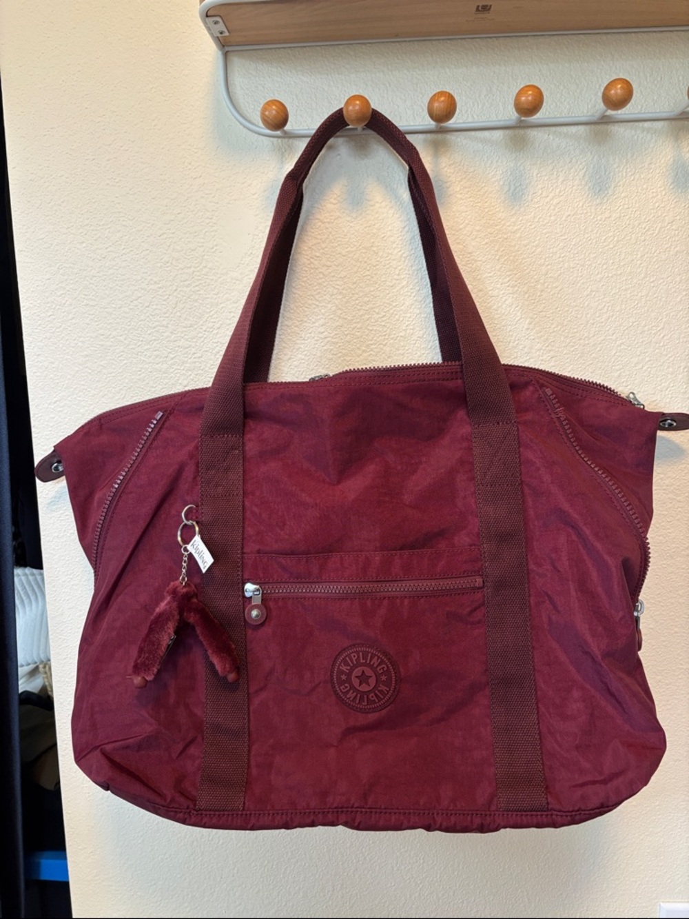 Kipling Burgundy Medium Tote
